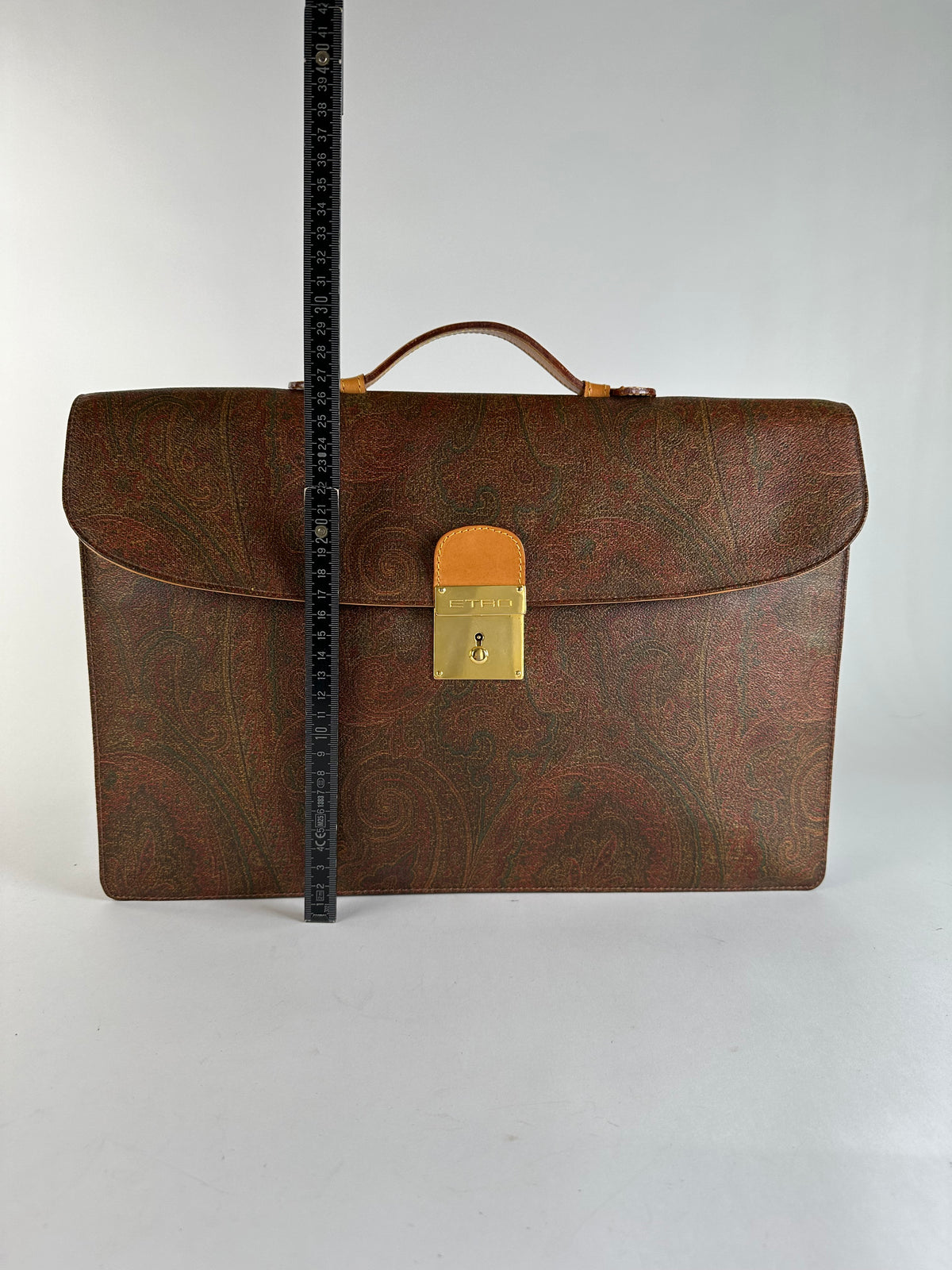 Vintage Etro Paisley Coated Canvas Briefcase Late 1990s Brown