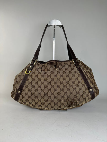 Vintage Gucci GG Supreme Shoulder Bag Late 1990s Beige Brown