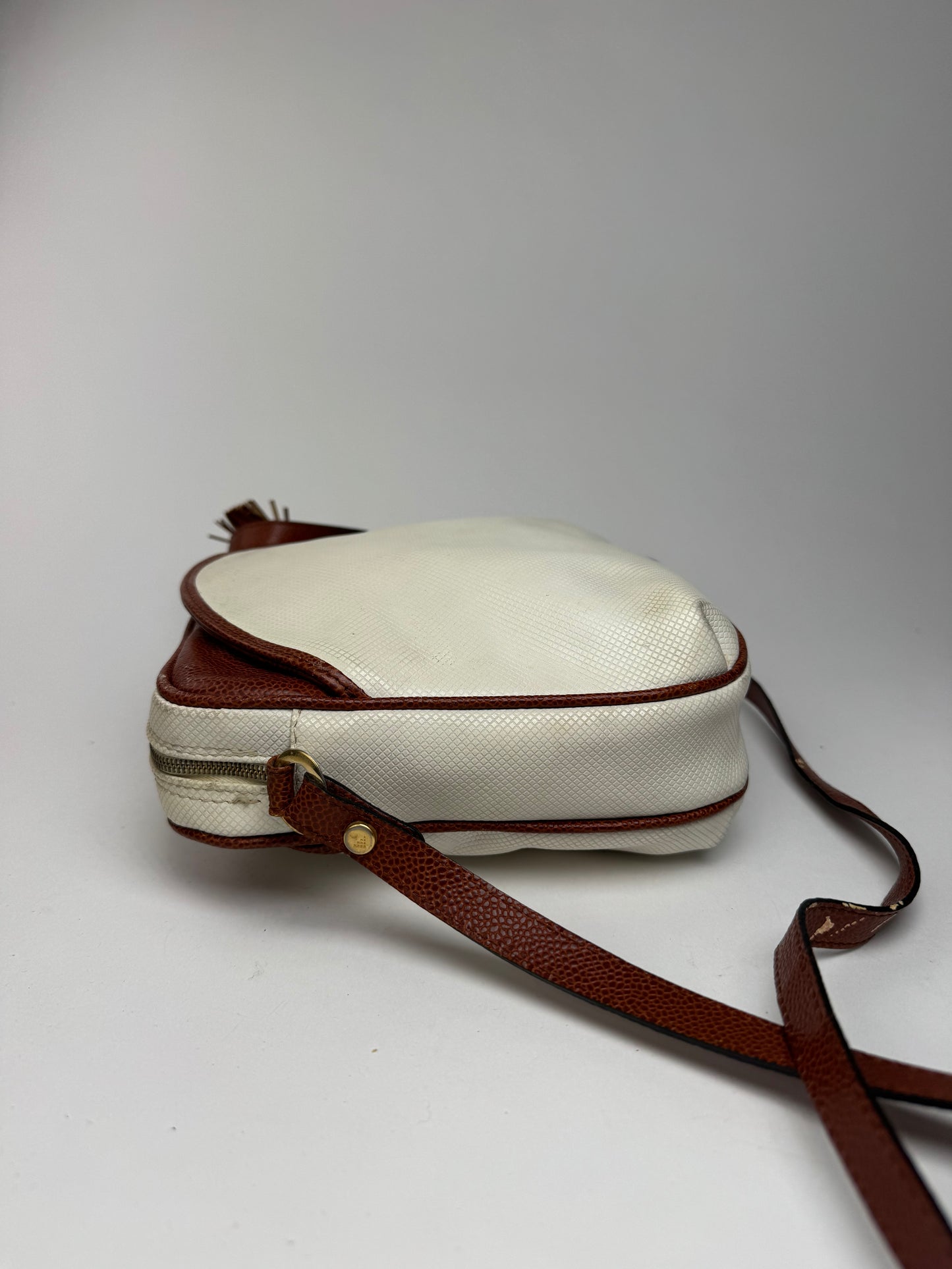 Sac vintage en cuir Bottega Veneta blanc marron