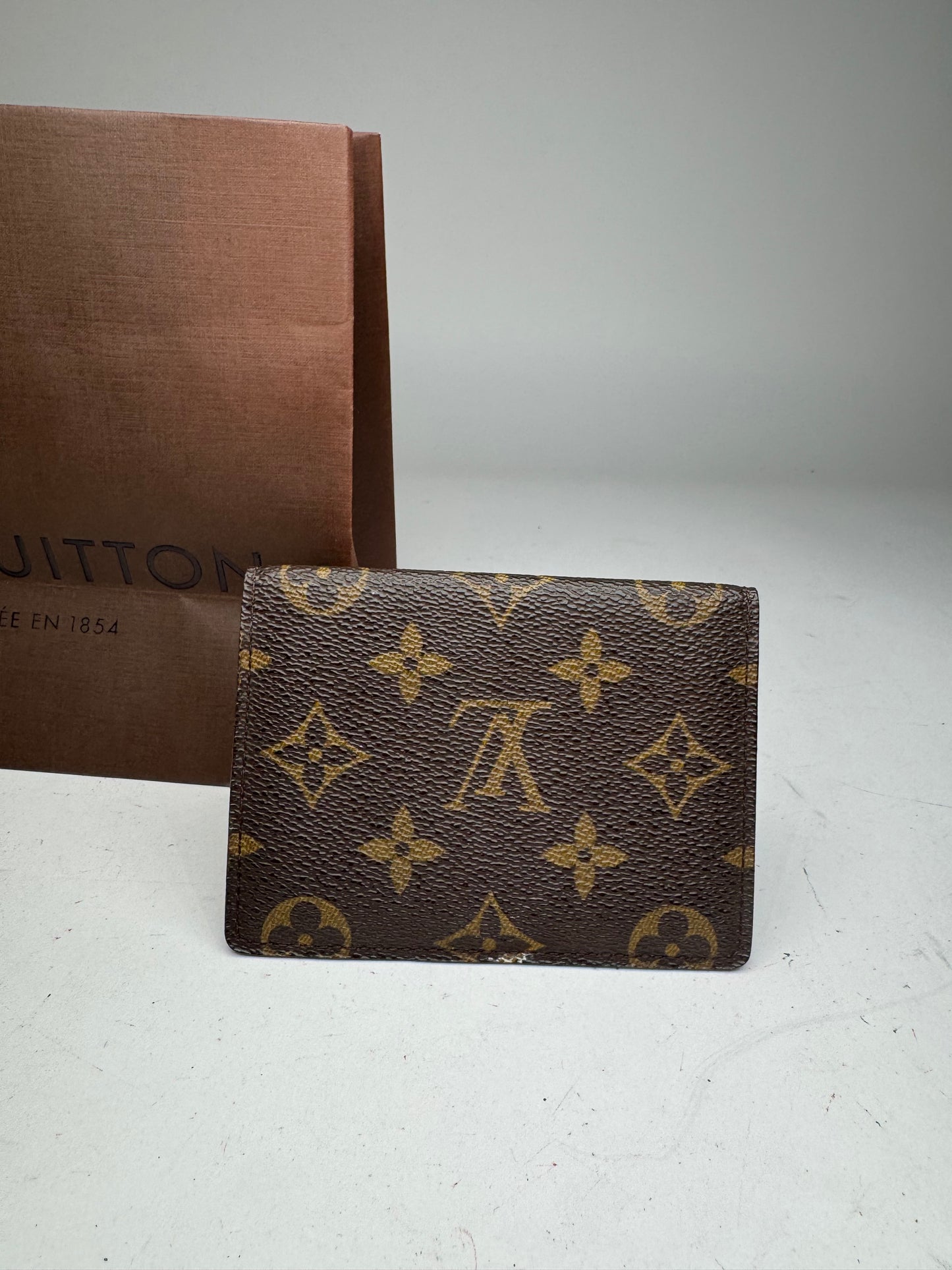 Vintage Louis Vuitton Leather Monogram Card Holder Brown