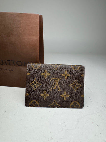 Vintage Louis Vuitton Leather Monogram Card Holder Brown
