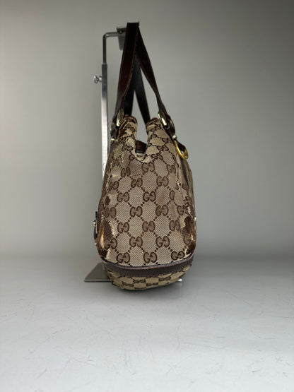 Vintage Gucci GG Supreme Shoulder Bag Late 1990s Beige Brown