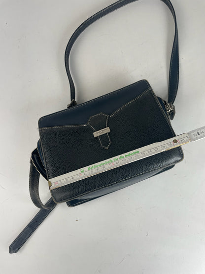 Vintage Courreges Paris Leather Bag Black