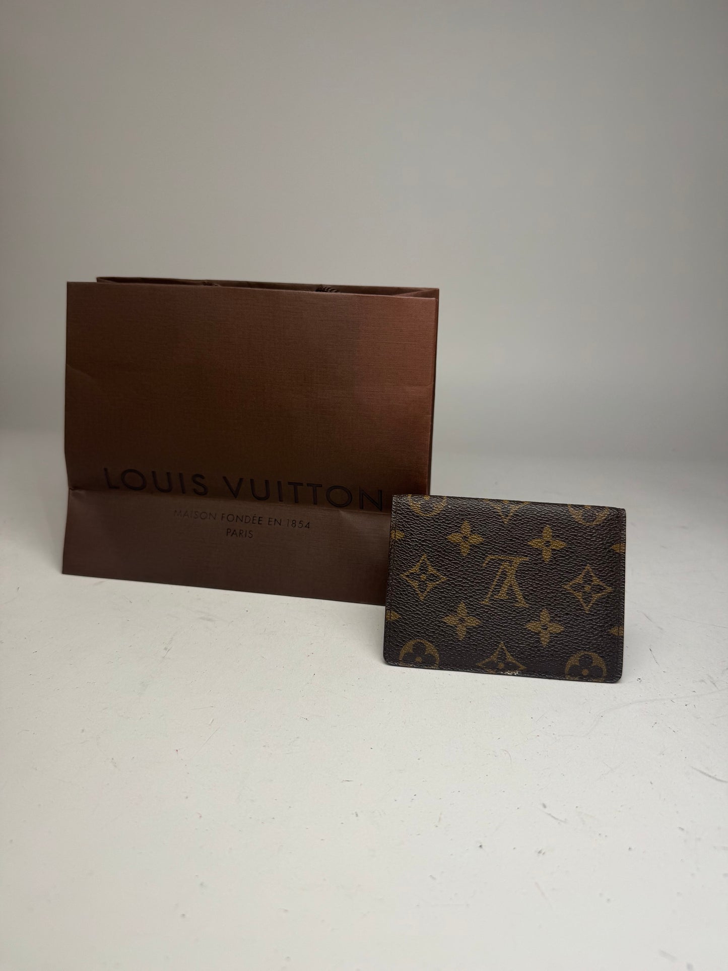 Vintage Louis Vuitton Leather Monogram Card Holder Brown