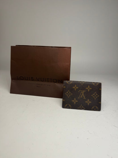 Vintage Louis Vuitton Leather Monogram Card Holder Brown