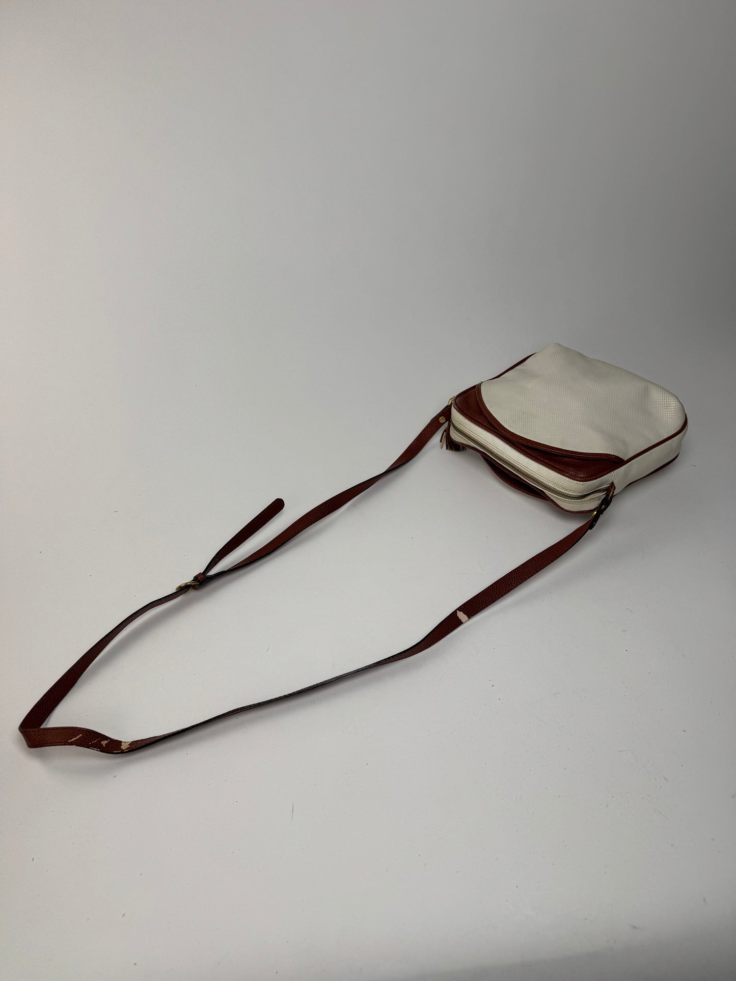 Sac vintage en cuir Bottega Veneta blanc marron