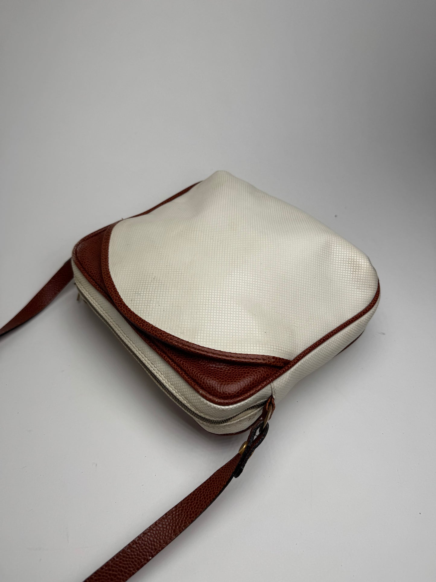 Sac vintage en cuir Bottega Veneta blanc marron