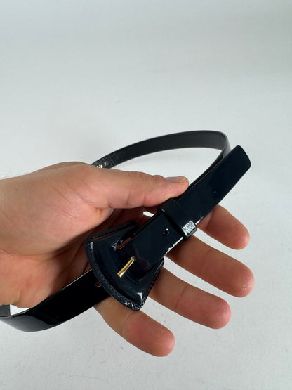 Vintage Iun Ashida Patent Leather Belt black