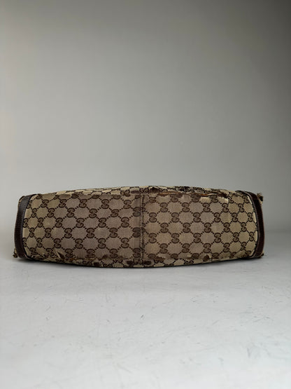 Vintage Gucci GG Supreme Shoulder Bag Late 1990s Beige Brown
