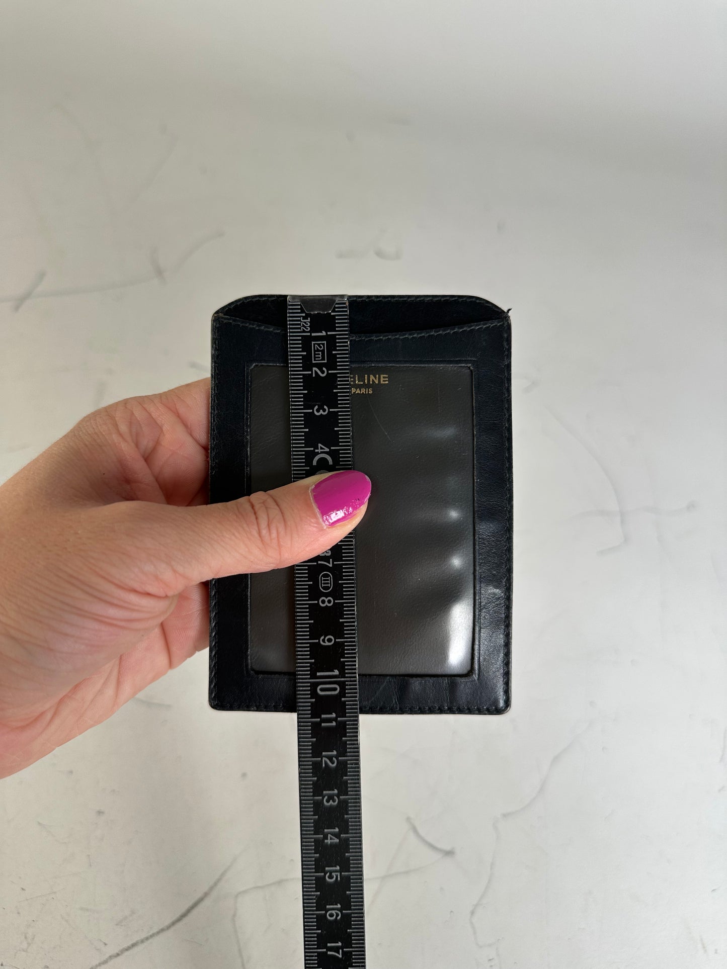 Vintage Celine Leather Card Holder Black Gold