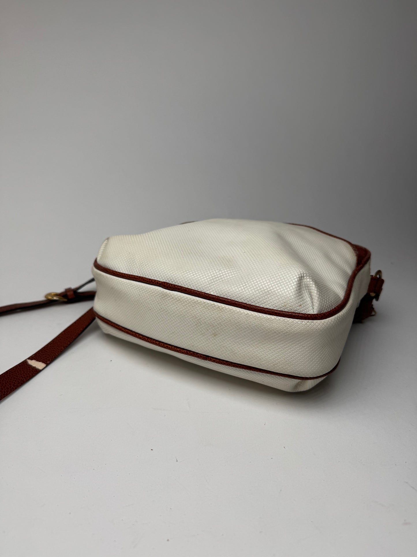 Sac vintage en cuir Bottega Veneta blanc marron