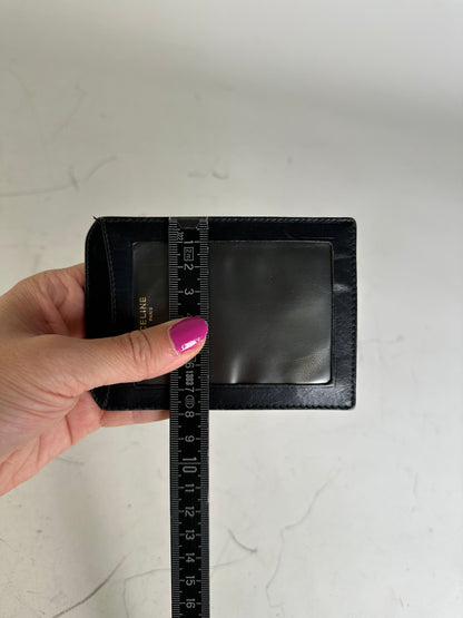 Vintage Celine Leather Card Holder Black Gold