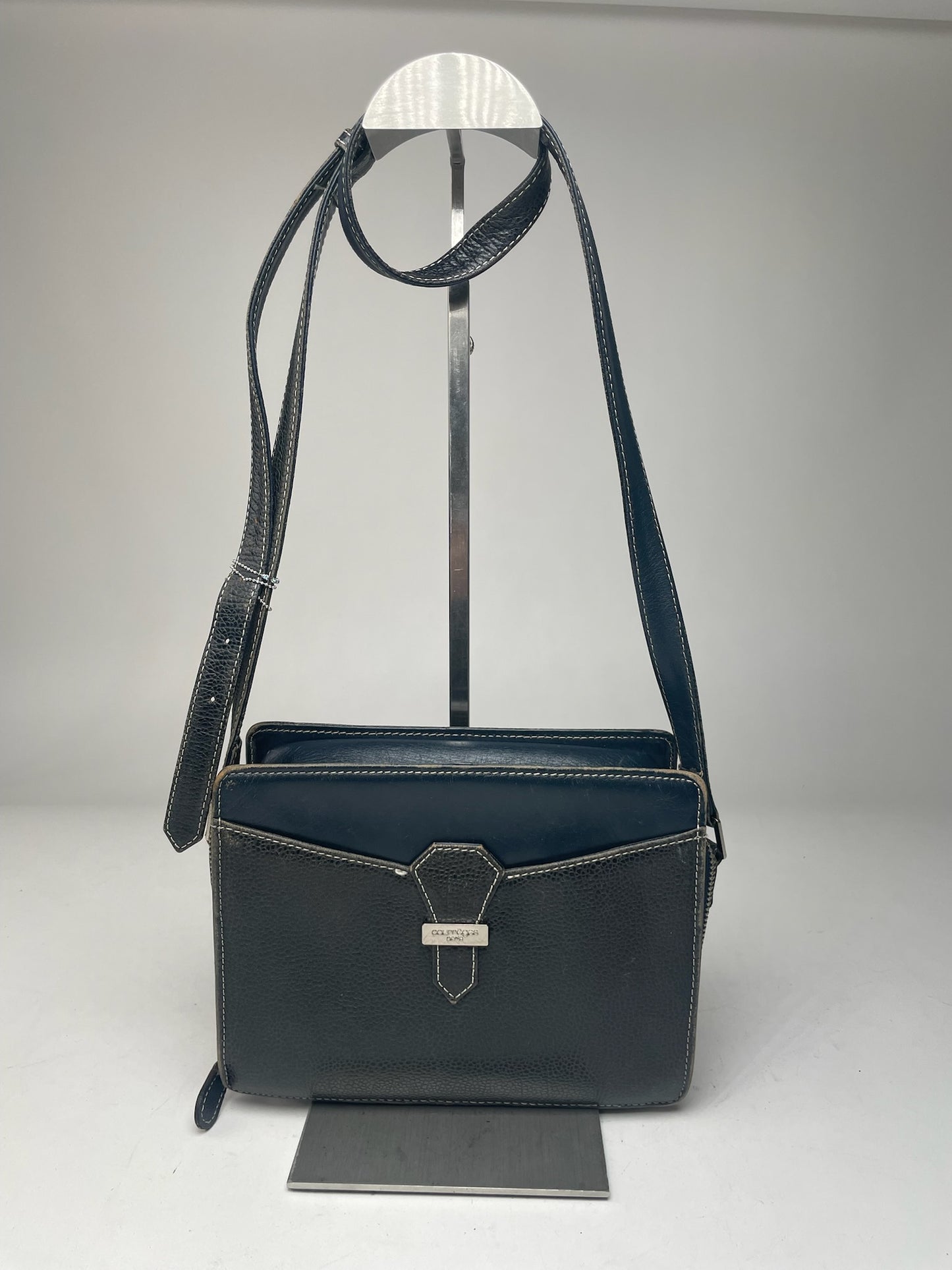 Vintage Courreges Paris Leather Bag Black
