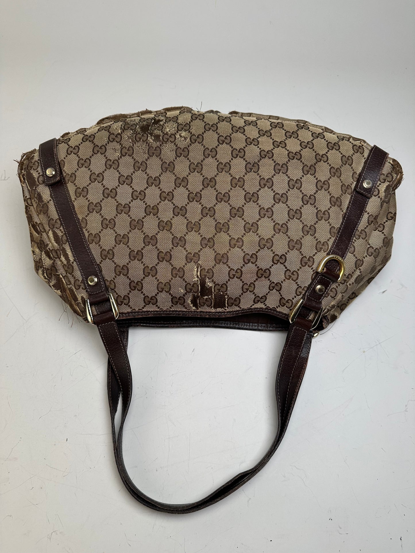 Vintage Gucci GG Supreme Shoulder Bag Late 1990s Beige Brown