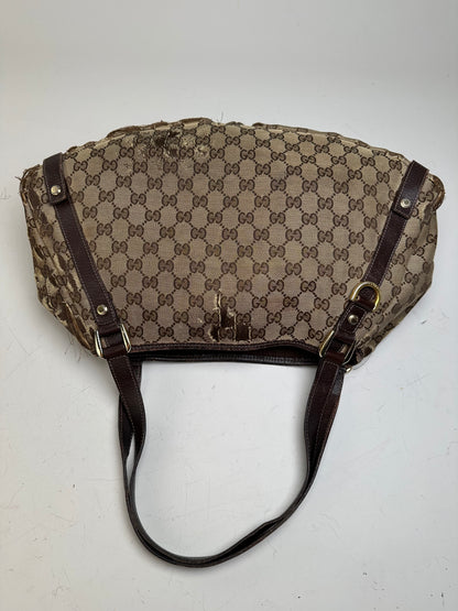 Vintage Gucci GG Supreme Shoulder Bag Late 1990s Beige Brown