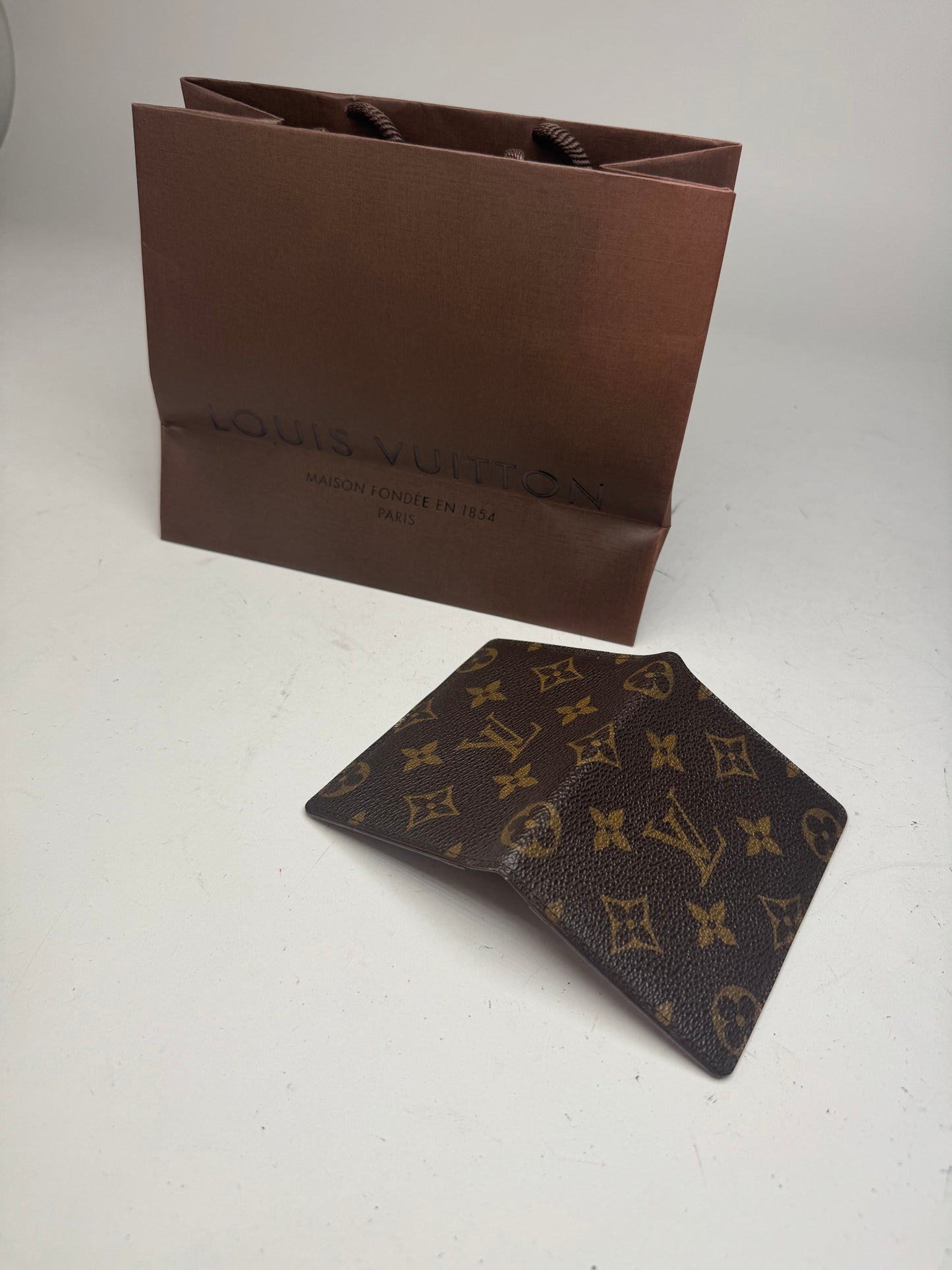 Vintage Louis Vuitton Leather Monogram Card Holder Brown