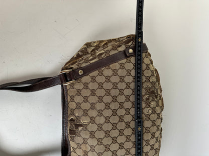 Vintage Gucci GG Supreme Shoulder Bag Late 1990s Beige Brown