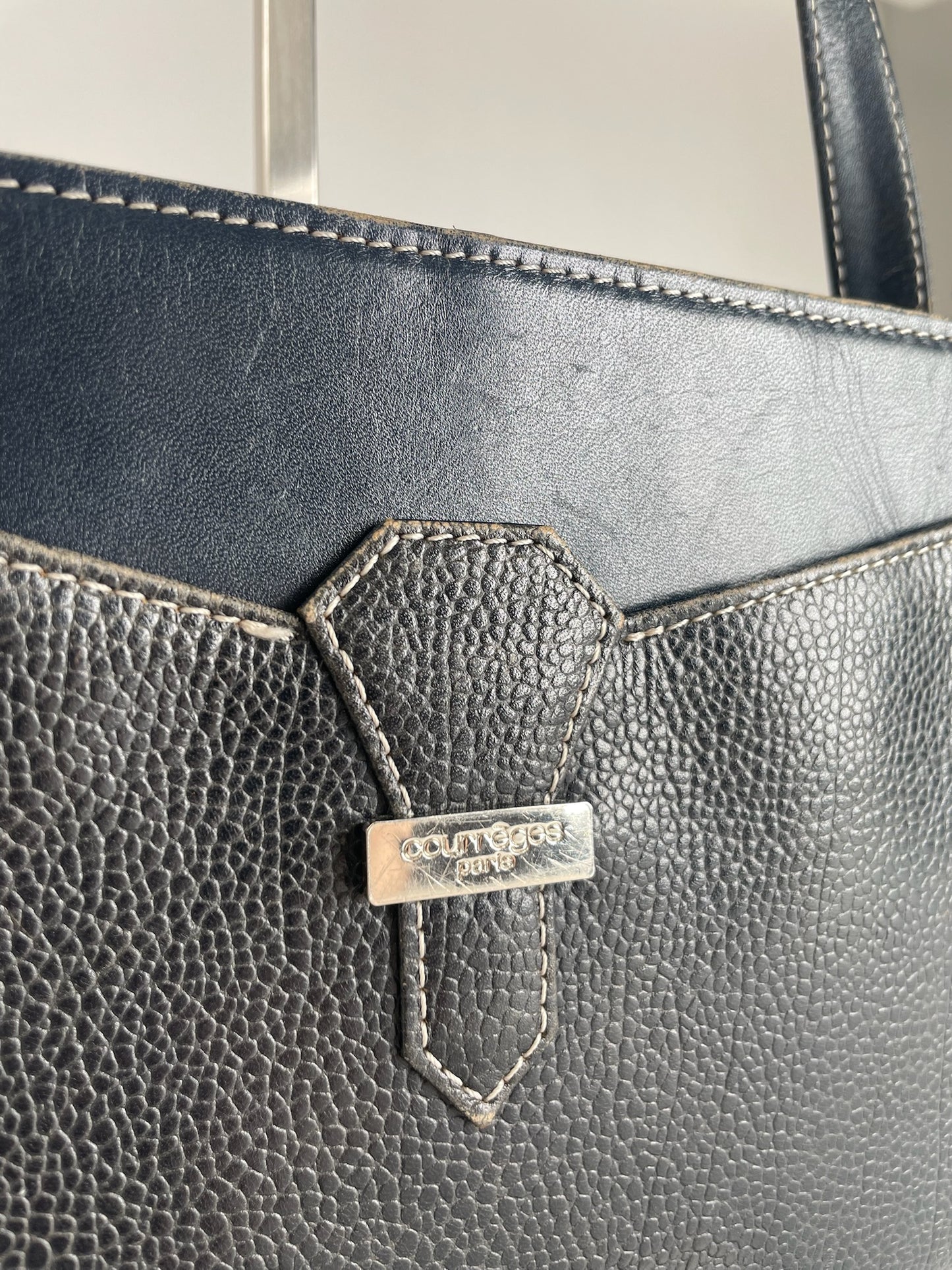 Vintage Courreges Paris Leather Bag Black