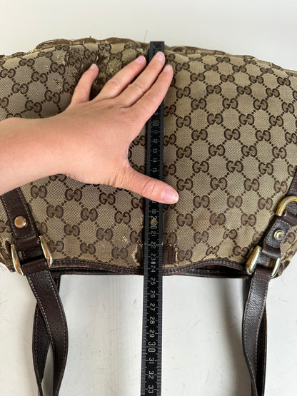 Vintage Gucci GG Supreme Shoulder Bag Late 1990s Beige Brown