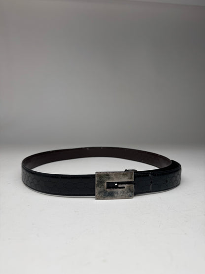 Vintage Gucci Monogram Leather Belt Black