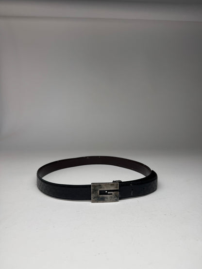 Vintage Gucci Monogram Leather Belt Black