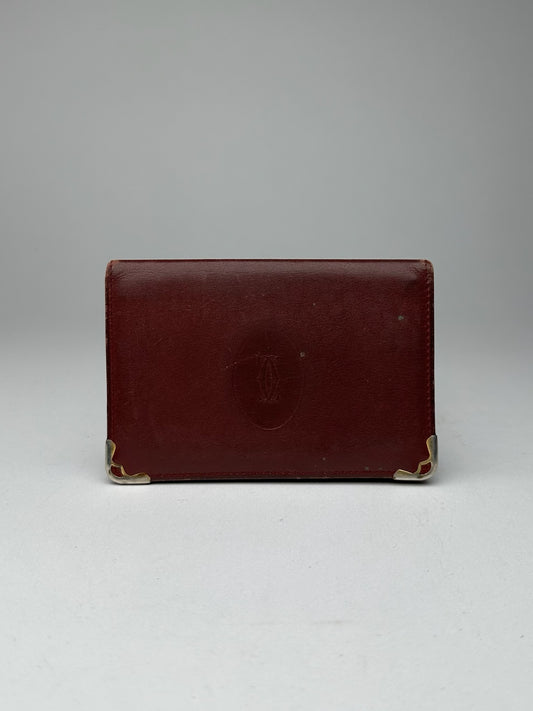 Vintage Cartier Leather Card Holder Burgundy