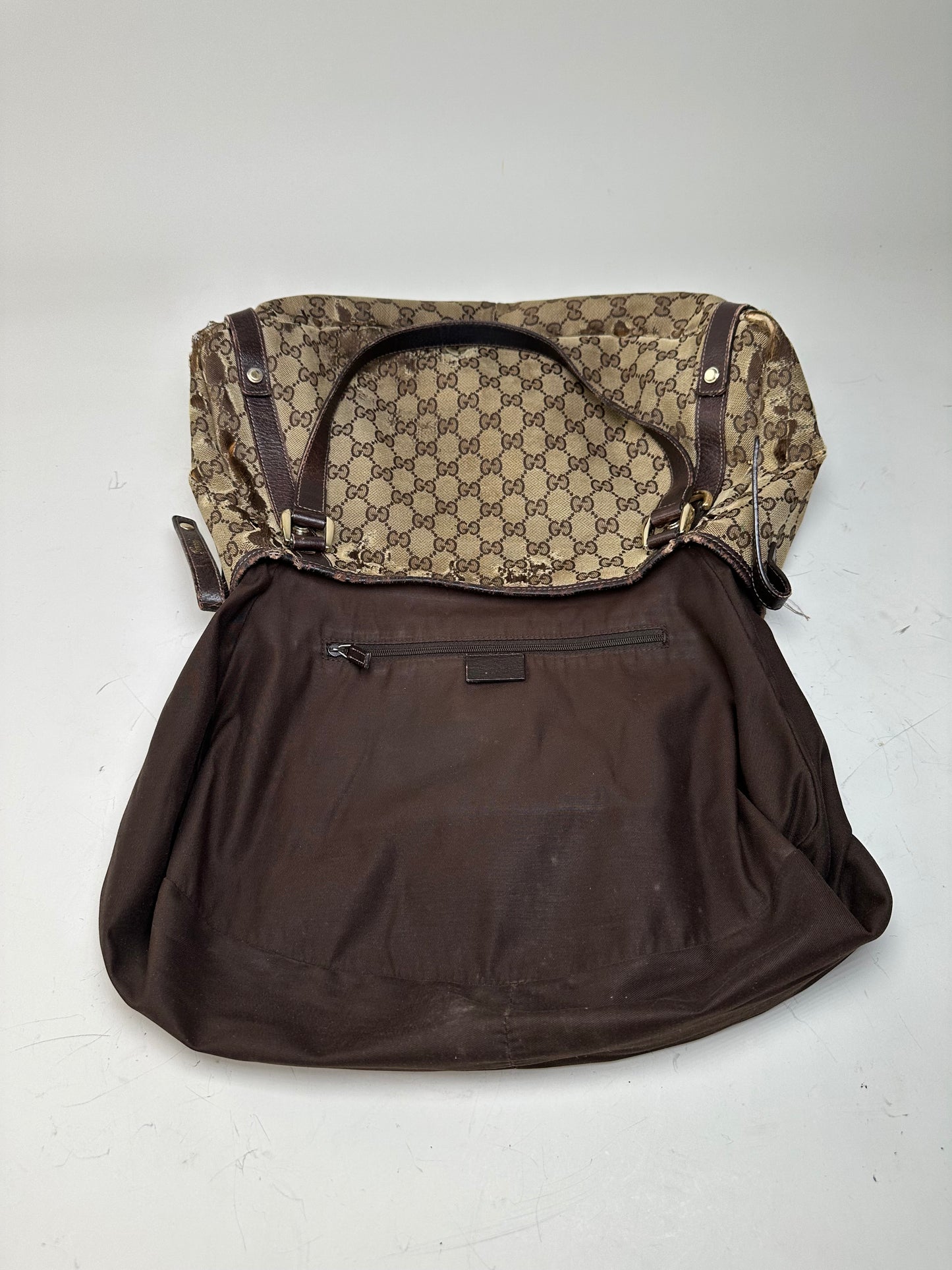 Vintage Gucci GG Supreme Shoulder Bag Late 1990s Beige Brown