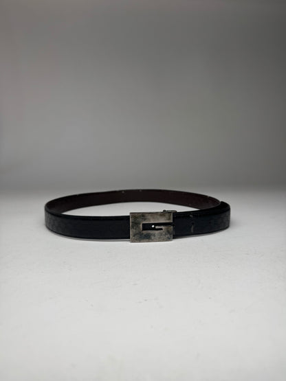 Vintage Gucci Monogram Leather Belt Black