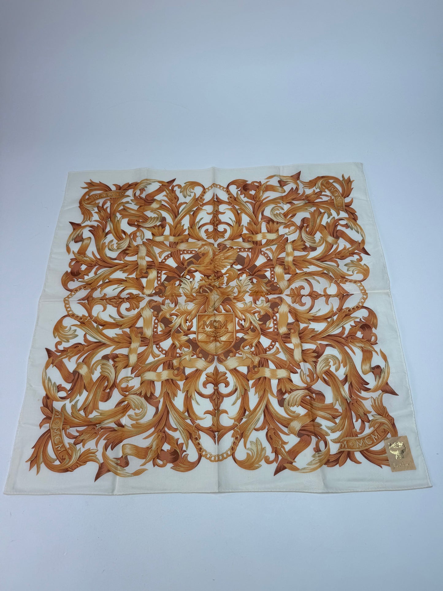 Vintage MCM Scarf White Gold