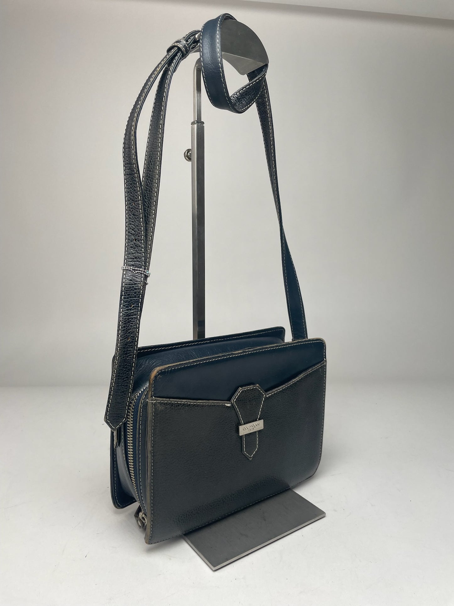 Vintage Courreges Paris Leather Bag Black