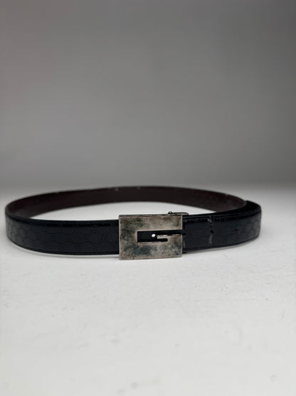 Vintage Gucci Monogram Leather Belt Black