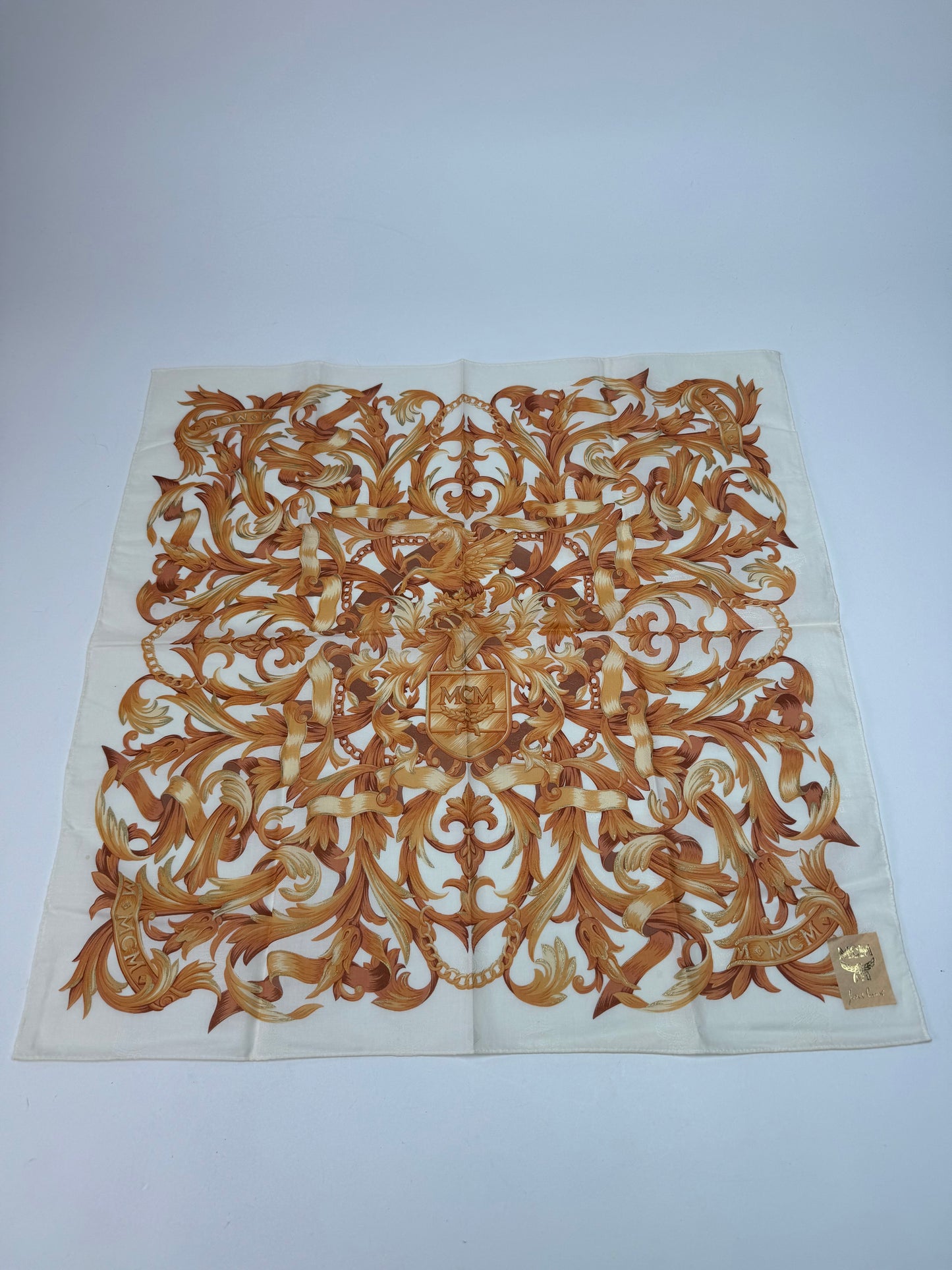 Vintage MCM Scarf White Gold