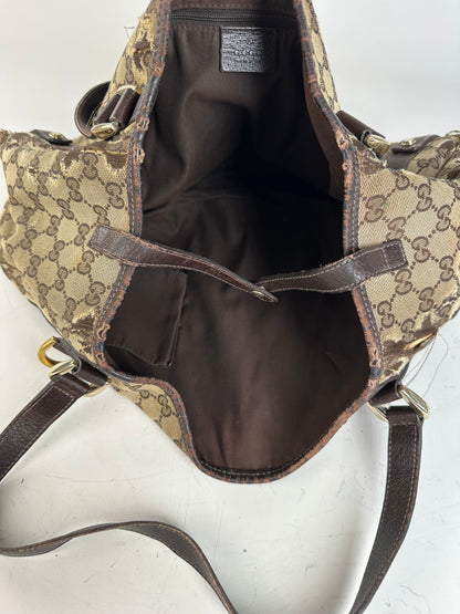 Vintage Gucci GG Supreme Shoulder Bag Late 1990s Beige Brown