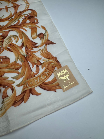 Vintage MCM Scarf White Gold