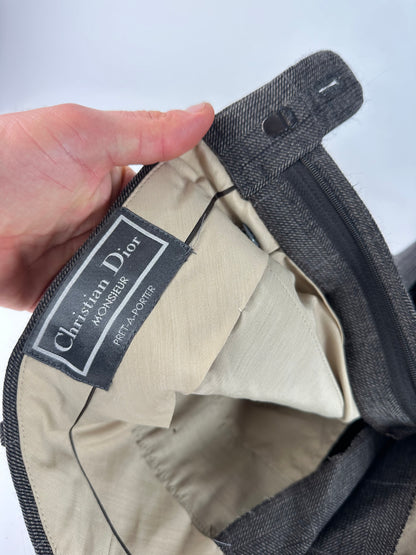 Vintage Dior Checked Wool Pants Anthracite