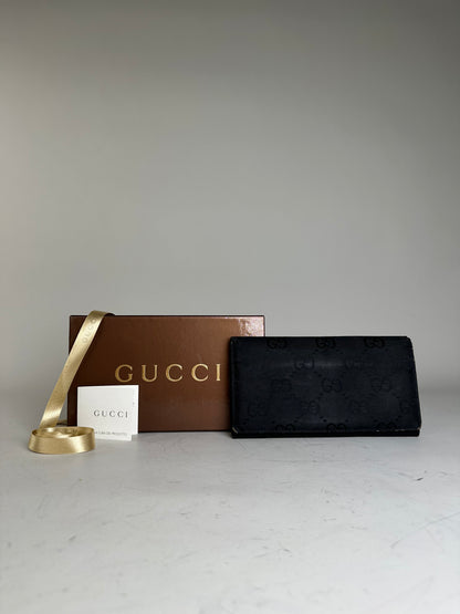 Vintage Gucci GG Supreme Wallet Black Silver