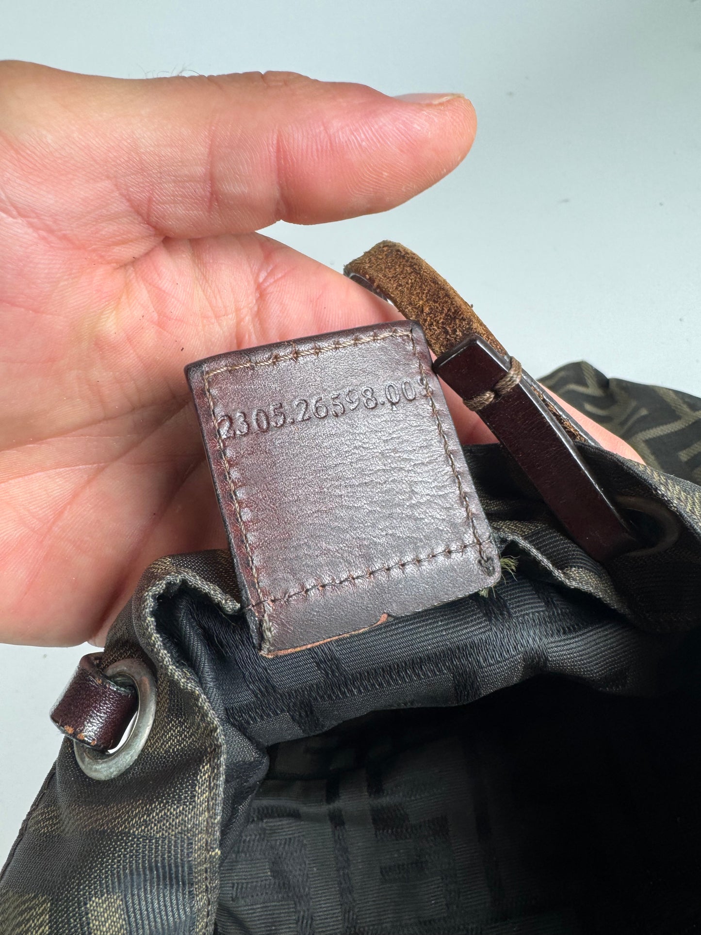 Vintage Fendi FF canvas Leaather shopper brown khaki