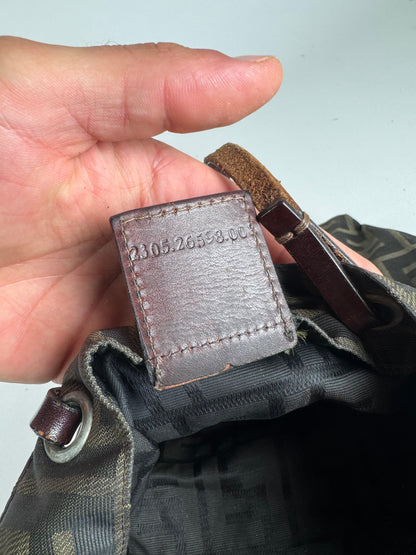 Vintage Fendi FF canvas Leaather shopper brown khaki