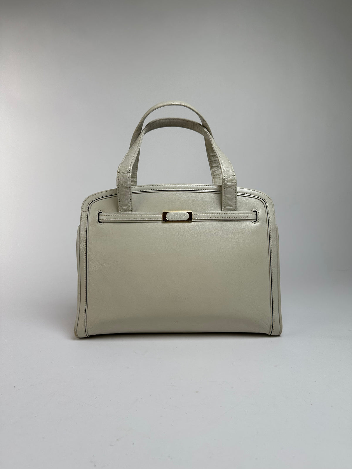 Vintage Chloé Structured Top-Handle Bag Late 1990s Light Grey