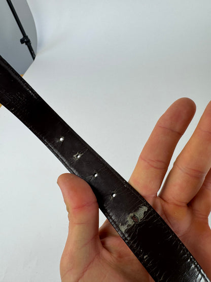 Vintage Gucci Monogram Leather Belt Black