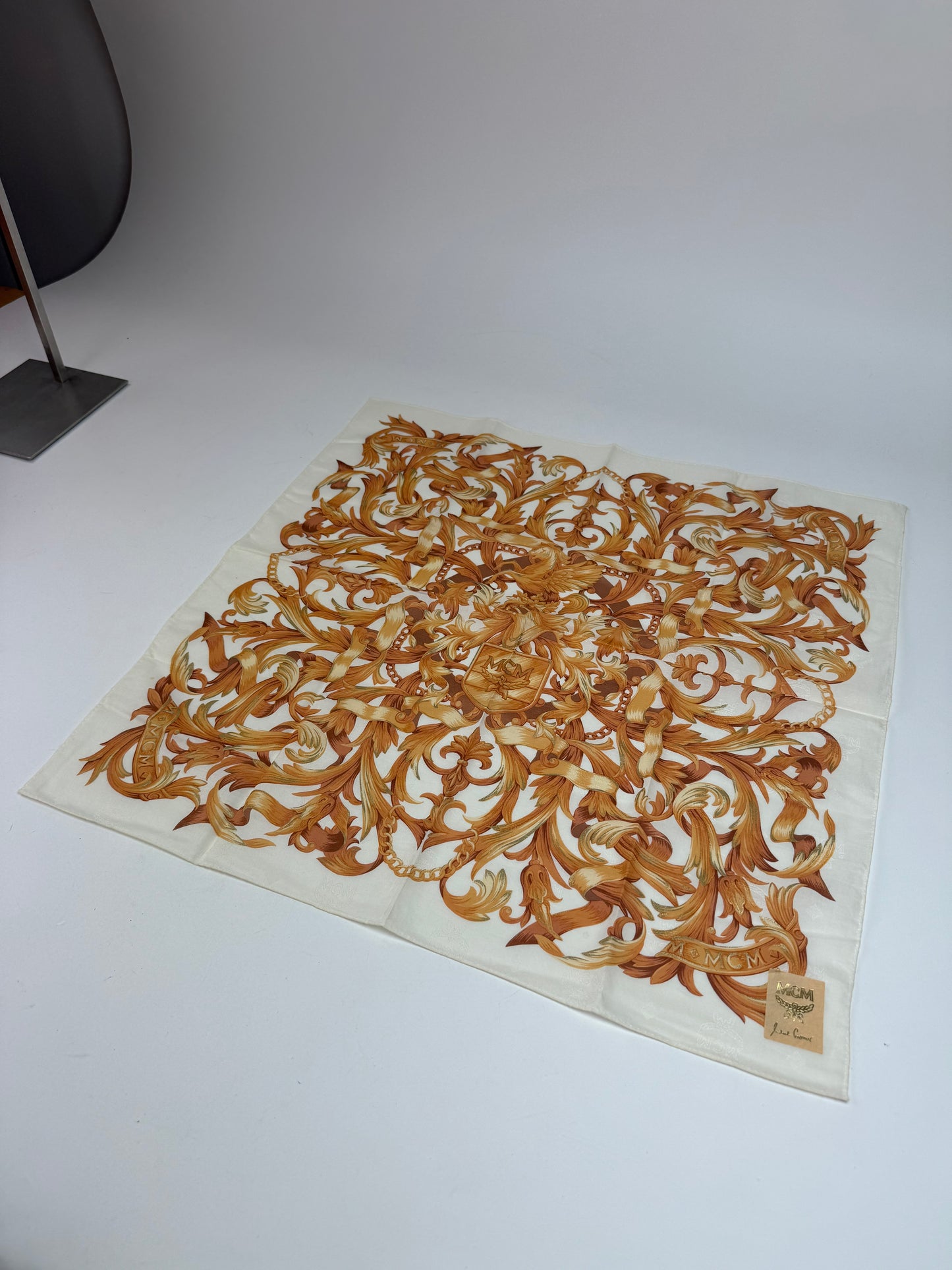 Vintage MCM Scarf White Gold