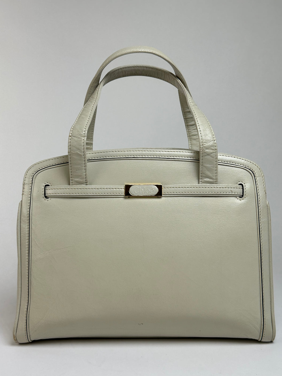 Vintage Chloé Structured Top-Handle Bag Late 1990s Light Grey