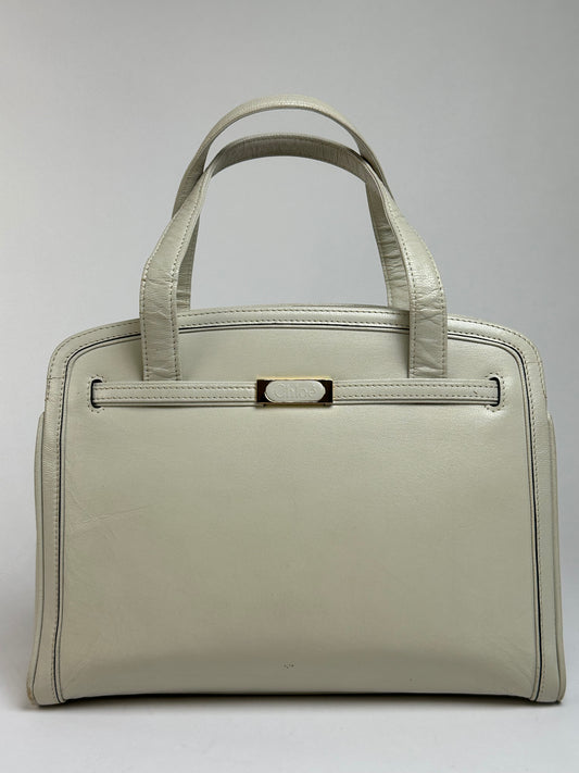 Vintage Chloé Structured Top-Handle Bag Late 1990s Light Grey