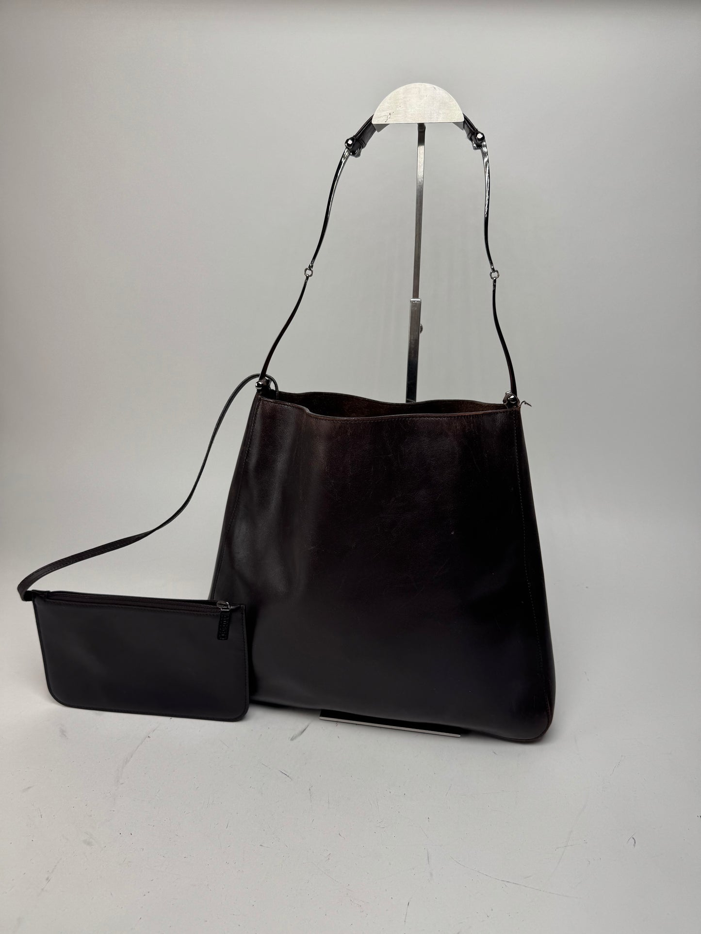 Vintage Gucci By Tom Ford Leather Tote Bag Brown