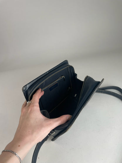 Vintage Courreges Paris Leather Bag Black