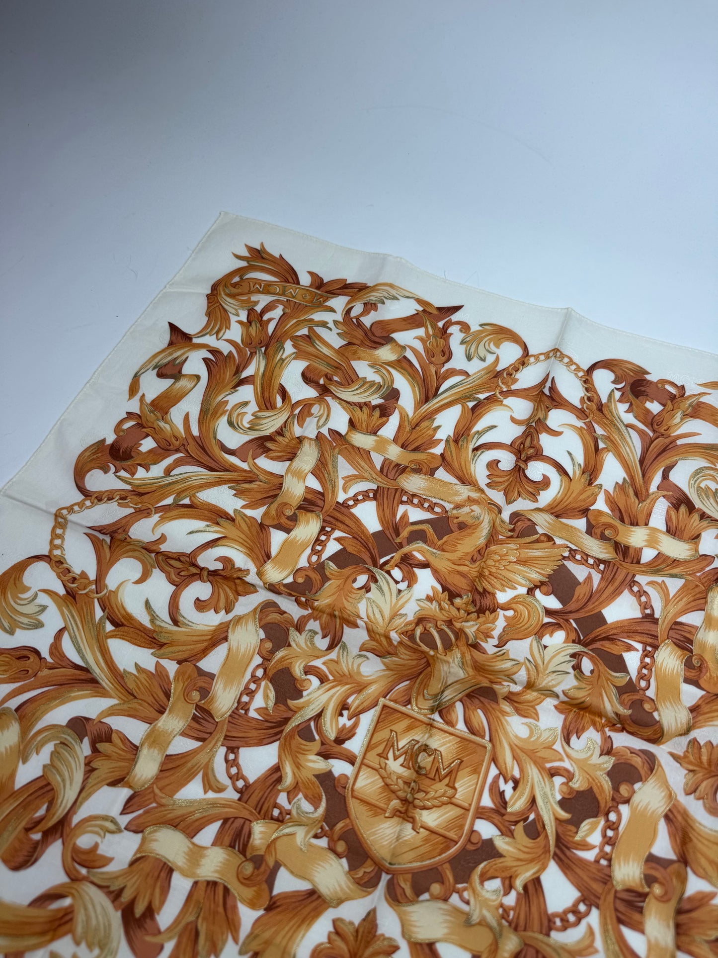 Vintage MCM Scarf White Gold