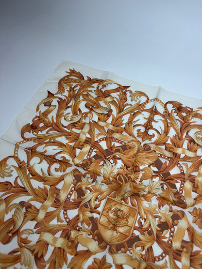 Vintage MCM Scarf White Gold