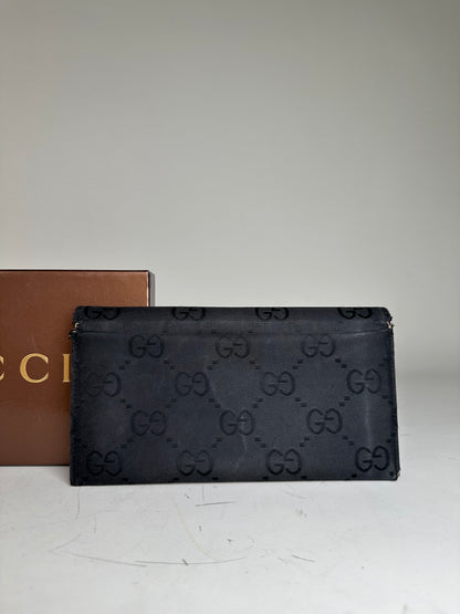 Vintage Gucci GG Supreme Wallet Black Silver