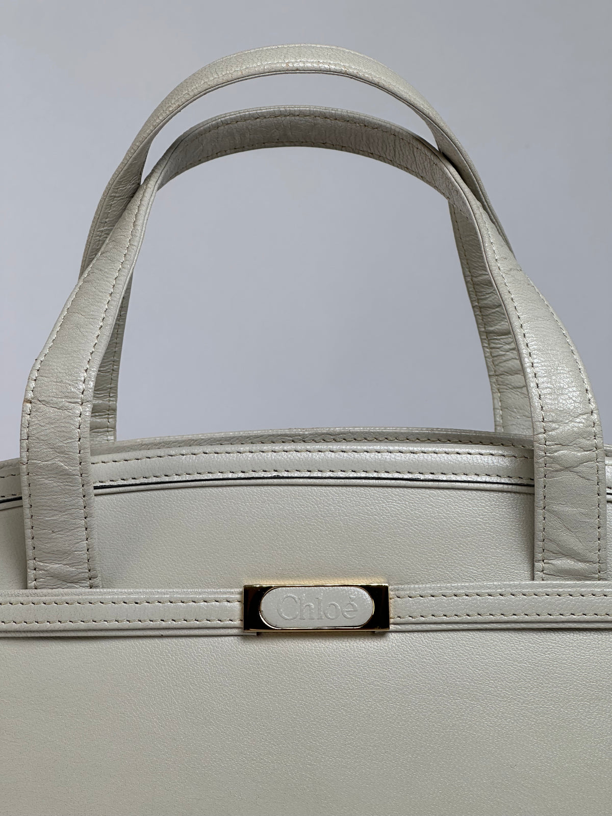 Vintage Chloé Structured Top-Handle Bag Late 1990s Light Grey