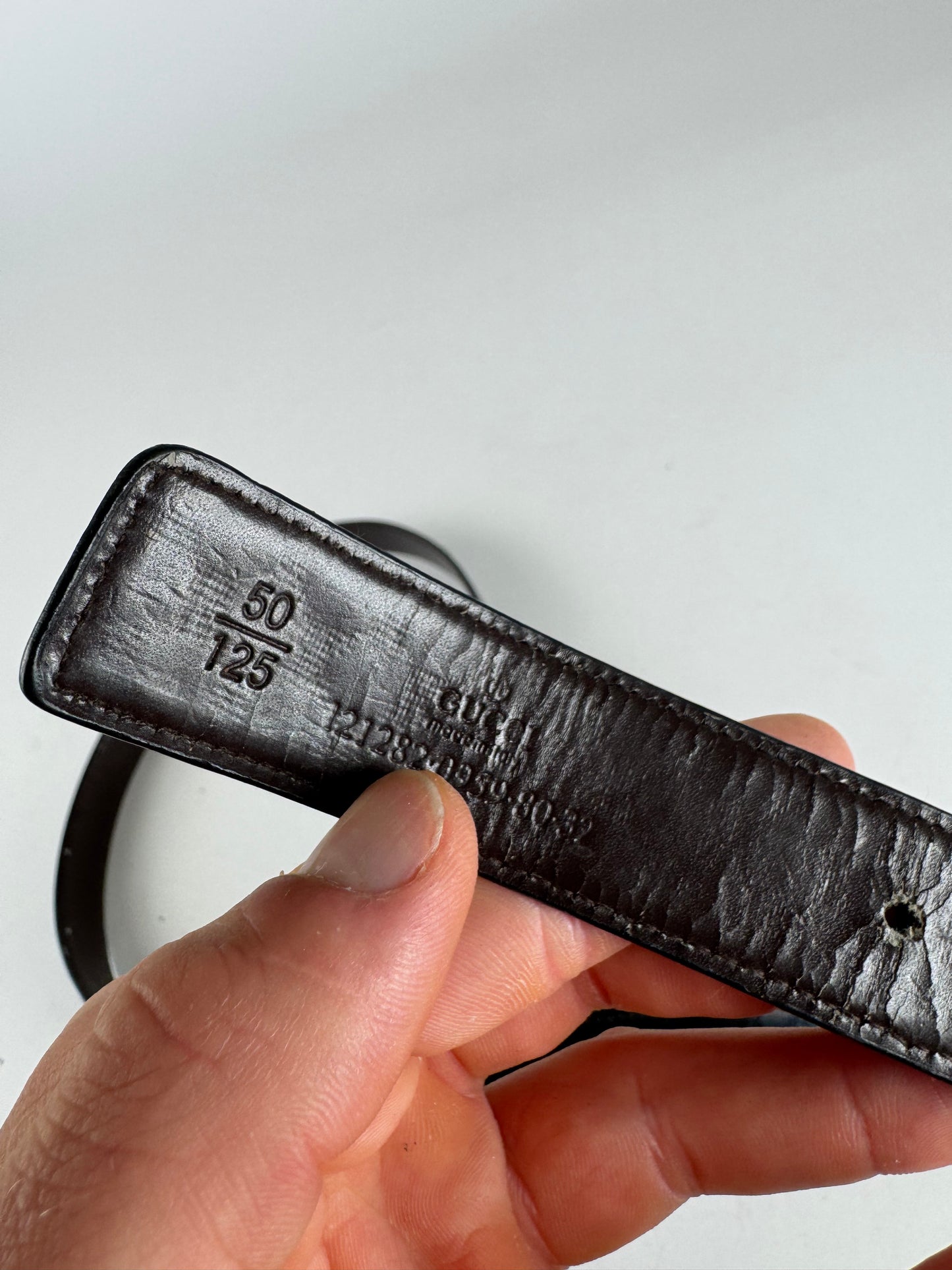 Vintage Gucci Monogram Leather Belt Black